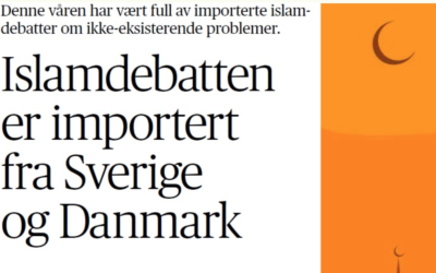Kronikk: «Islamdebatten er importert fra Sverige og Danmark», Aftenposten 18. juli 2018